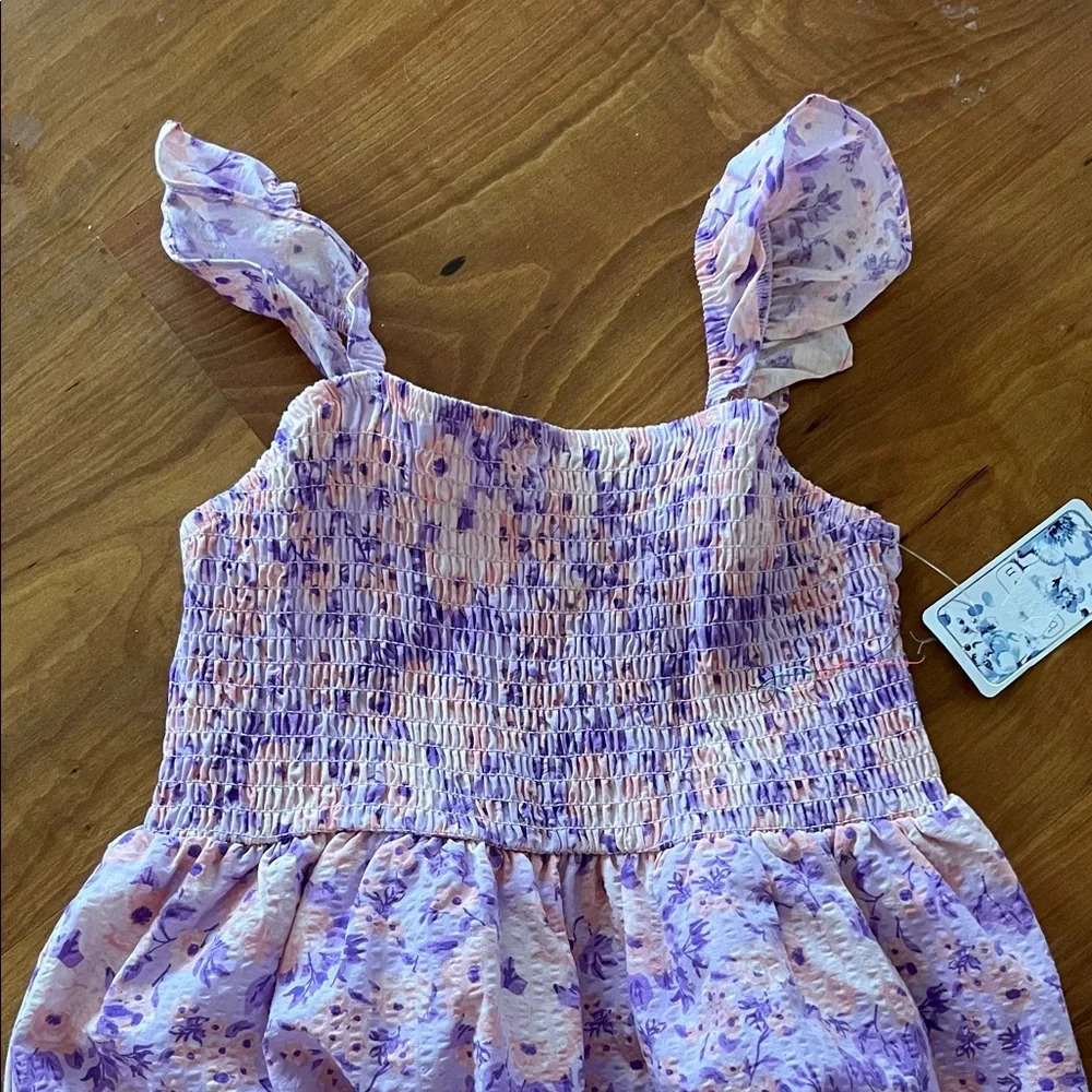 btween Purple Floral Kids Casual Dress - Picture 3 of 7